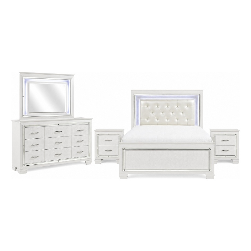 California King Bedroom Set- 5 Piece Set w 2 Nightstands- Dresser-Mirror