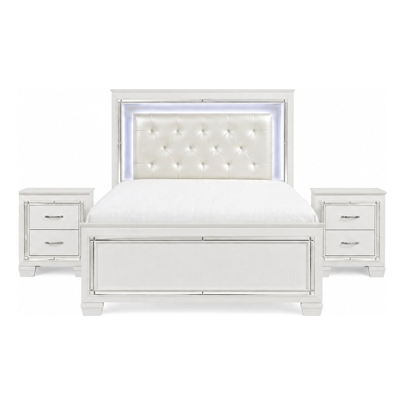 California King Bedroom Set- White- 3 Piece Set with 2 Nightstands