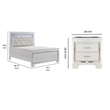 California King Bedroom Set-White- 2 Piece Set with Nightstand