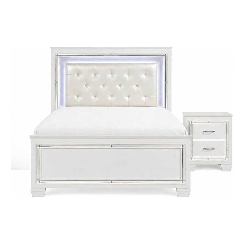 California King Bedroom Set-White- 2 Piece Set with Nightstand