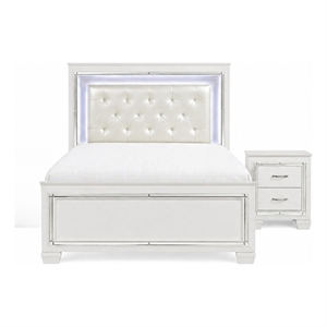 California King Bedroom Set-White- 2 Piece Set with Nightstand