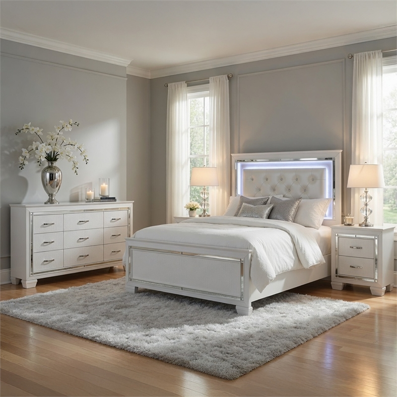 California King Bedroom Set- 4 Piece Set with 2 Nightstands and Dresser