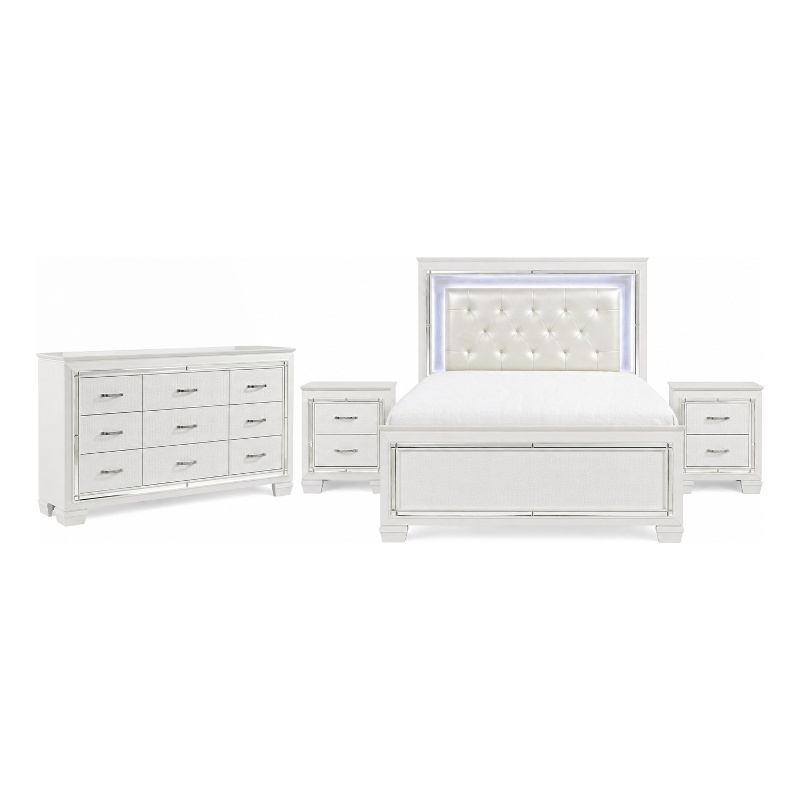 California King Bedroom Set- 4 Piece Set with 2 Nightstands and Dresser