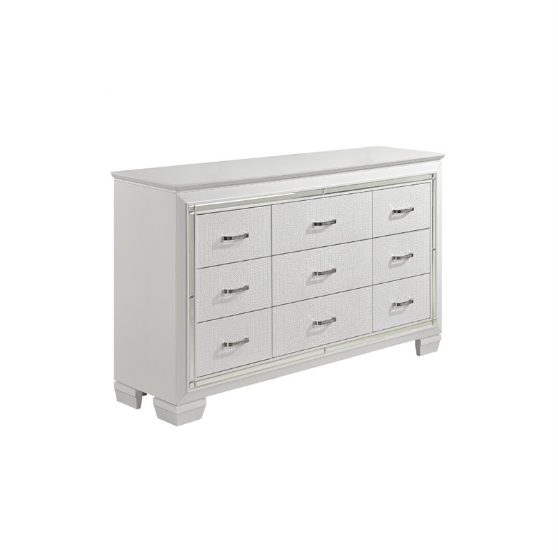 Queen Bedroom Set- White- 4 Piece Set with 2 Nightstands and Dresser