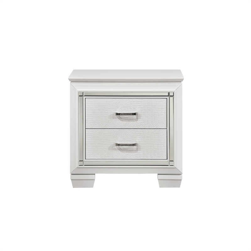 Queen Bedroom Set- Drawer Storage- White- 3 Piece Set with 2 Nightstands