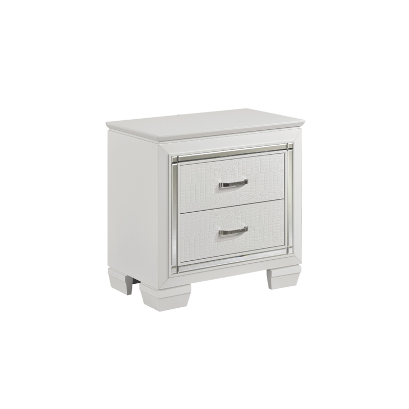 Queen Bedroom Set- Drawer Storage- White- 2 Piece Set with Nightstand
