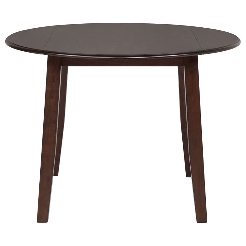 Baron 5pc Round Dining Table Set with 4 Chairs- 2 Drop Leaves- Brown