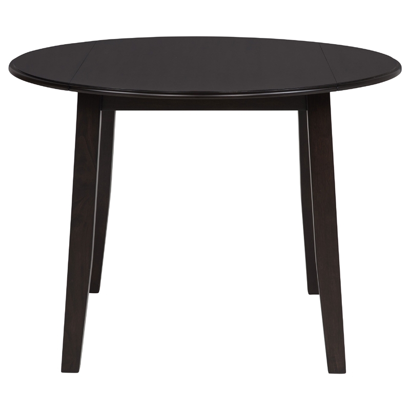 Caty 5pc Round Dining Table Set with 4 Chairs- 2 Drop Leaves- Brown