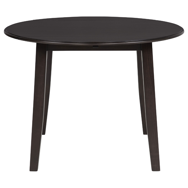 Caty 5pc Round Dining Table Set with 4 Chairs- 2 Drop Leaves- Brown