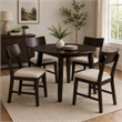Caty 5pc Round Dining Table Set with 4 Chairs- 2 Drop Leaves- Brown