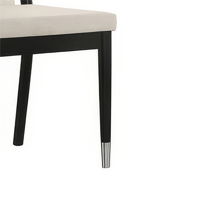 Maddy Dining Side Chair Set of 2- White Chenille Foam Cushions- Black
