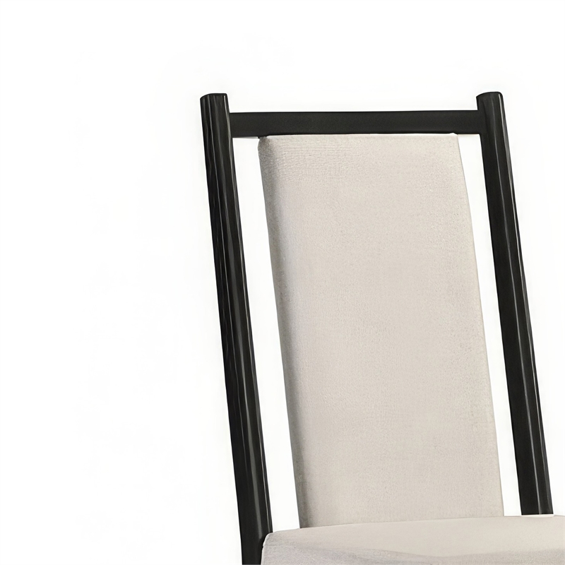 Maddy Dining Side Chair Set of 2- White Chenille Foam Cushions- Black