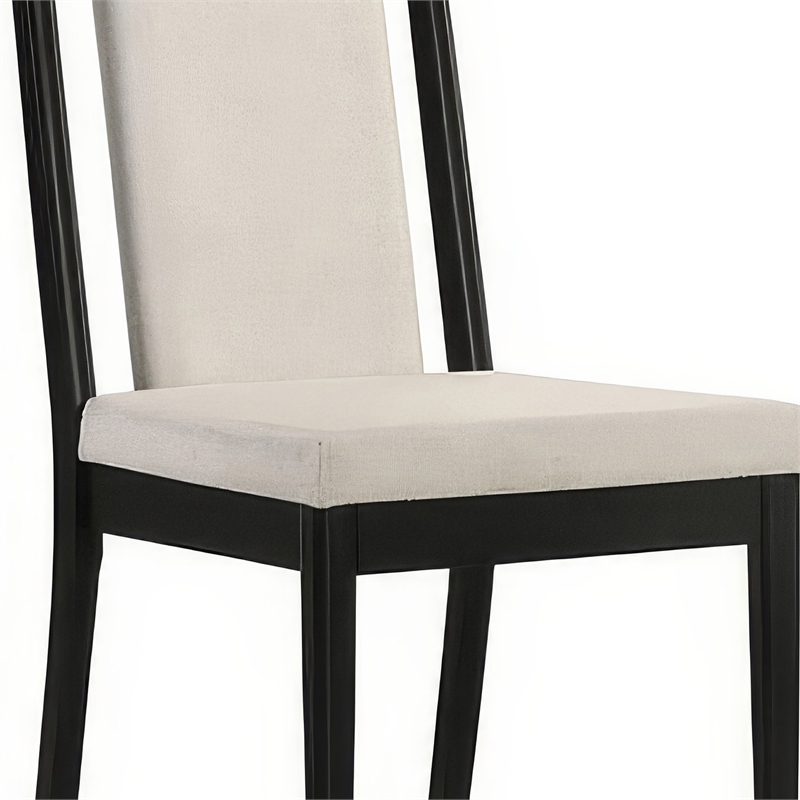 Maddy Dining Side Chair Set of 2- White Chenille Foam Cushions- Black