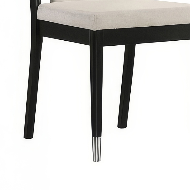 Maddy Dining Side Chair Set of 2- White Chenille Foam Cushions- Black