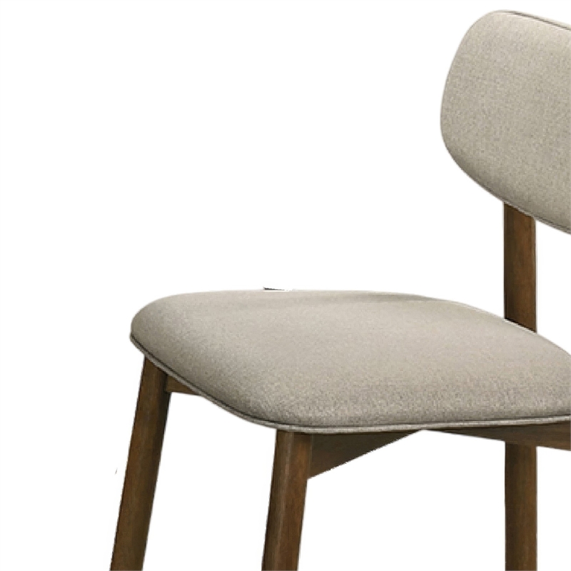 Alni Side Dining Chair Set of 2- Beige Polyester Cushions- Walnut Brown