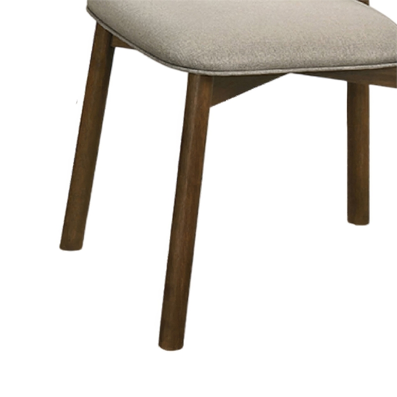 Alni Side Dining Chair Set of 2- Beige Polyester Cushions- Walnut Brown