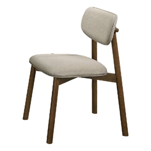 Alni Side Dining Chair Set of 2- Beige Polyester Cushions- Walnut Brown
