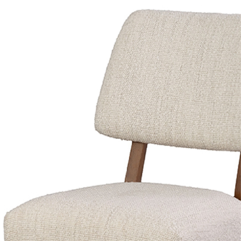 Urne Side Dining Chair Set of 2- Open Back- Ivory Cushions- Walnut Brown