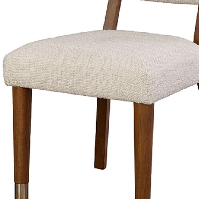 Urne Side Dining Chair Set of 2- Open Back- Ivory Cushions- Walnut Brown