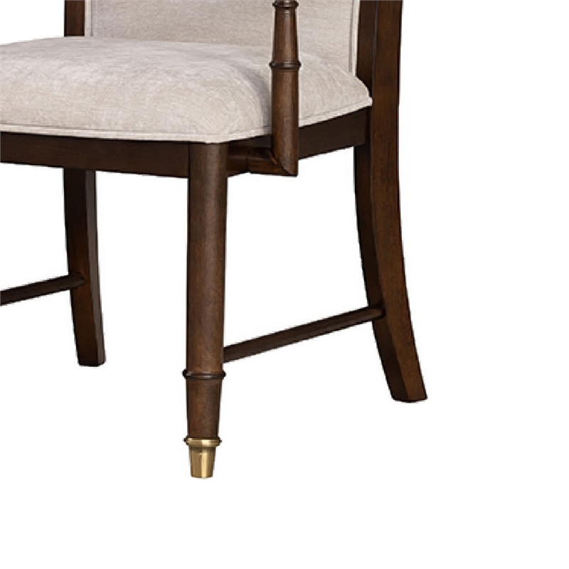 Raam Dining Armchair Set of 2- Cream Cushions- Dark Cherry Brown