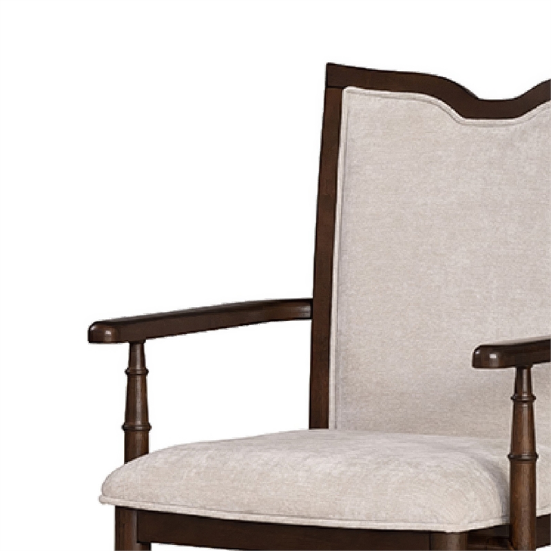 Raam Dining Armchair Set of 2- Cream Cushions- Dark Cherry Brown