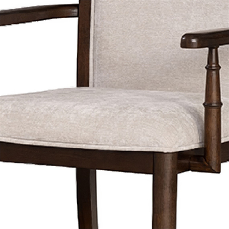 Raam Dining Armchair Set of 2- Cream Cushions- Dark Cherry Brown