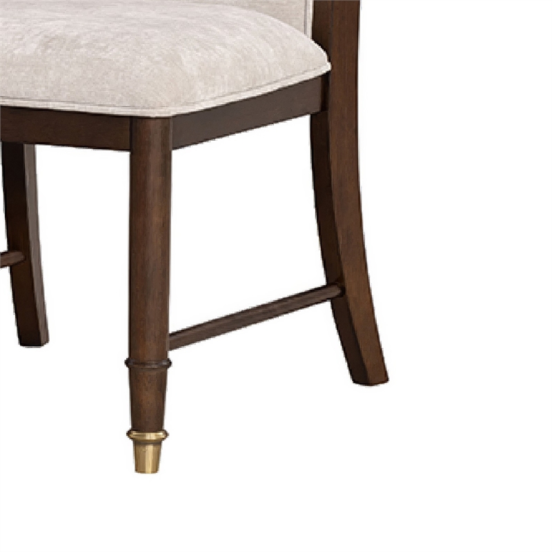 Raam Dining Side Chair Set of 2- Cream Cushions- Dark Cherry Brown