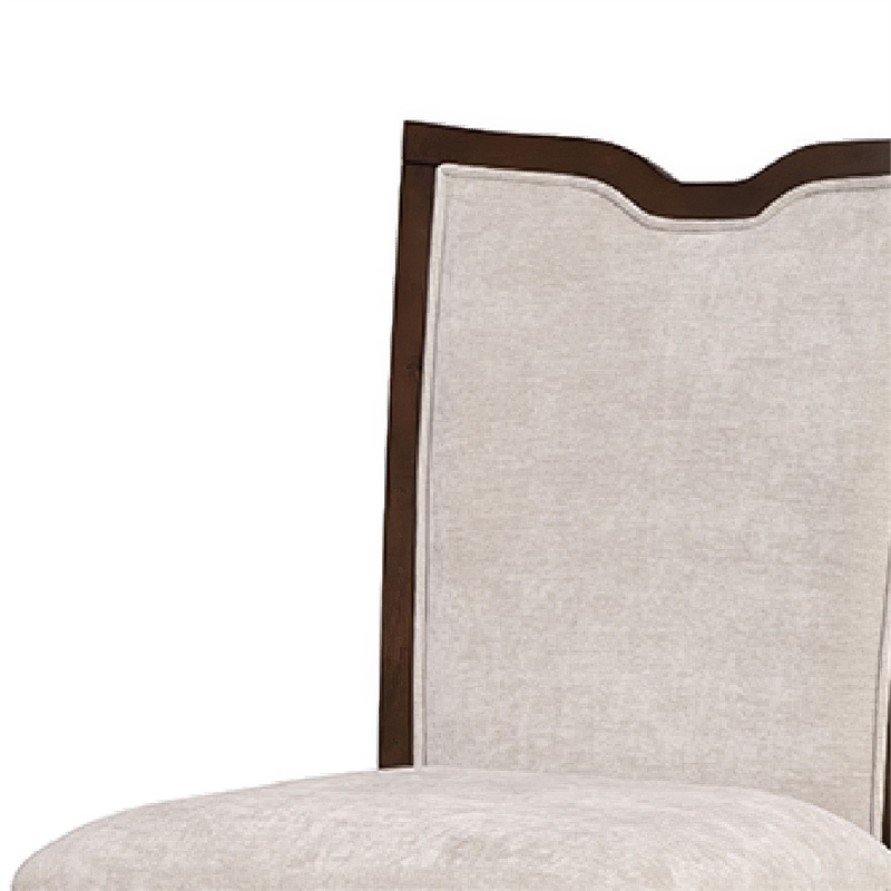 Raam Dining Side Chair Set of 2- Cream Cushions- Dark Cherry Brown