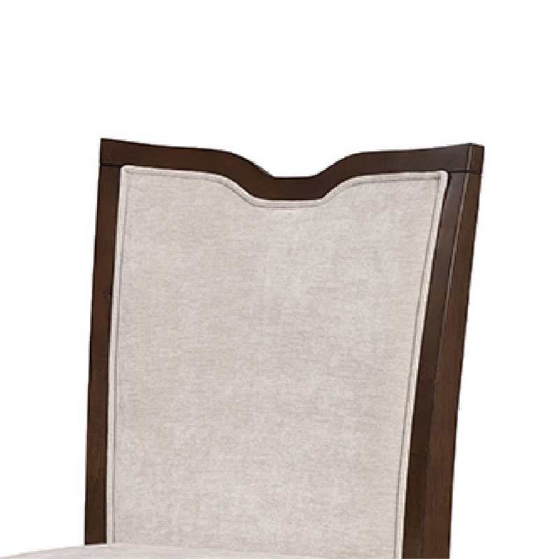 Raam Dining Side Chair Set of 2- Cream Cushions- Dark Cherry Brown