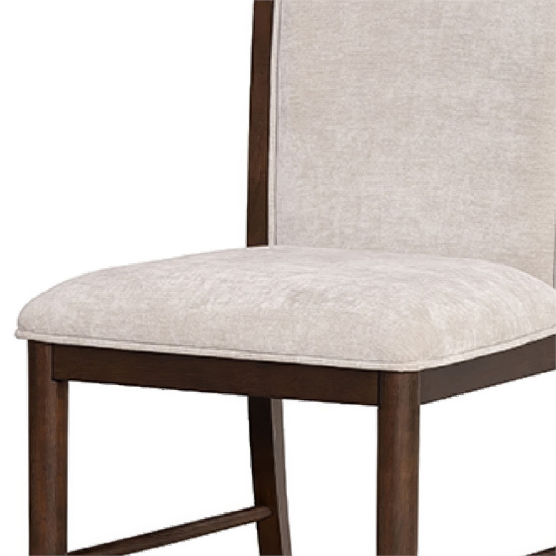 Raam Dining Side Chair Set of 2- Cream Cushions- Dark Cherry Brown