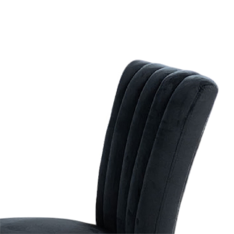 Sely Side Dining Chair Set of 2- Foam Fill Seat and Channeled Back- Black