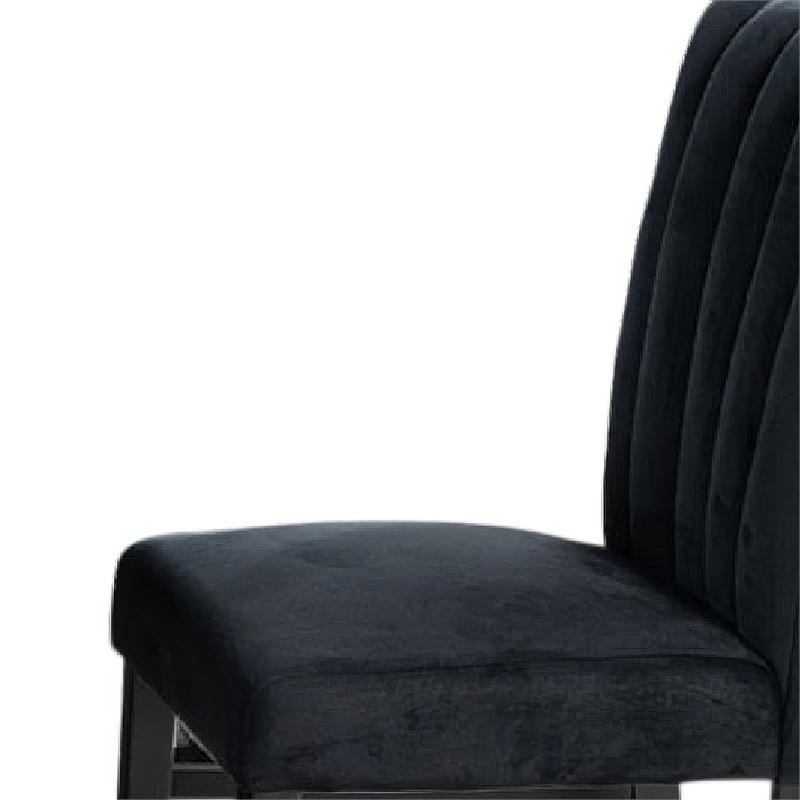 Sely Side Dining Chair Set of 2- Foam Fill Seat and Channeled Back- Black
