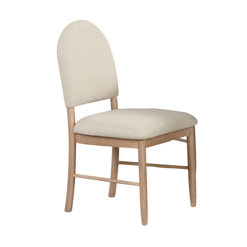 Reha Dining Side Chair Set of 2- Arch Back- Beige Cushions- Natural Brown