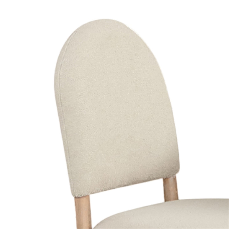 Reha Dining Side Chair Set of 2- Arch Back- Beige Cushions- Natural Brown