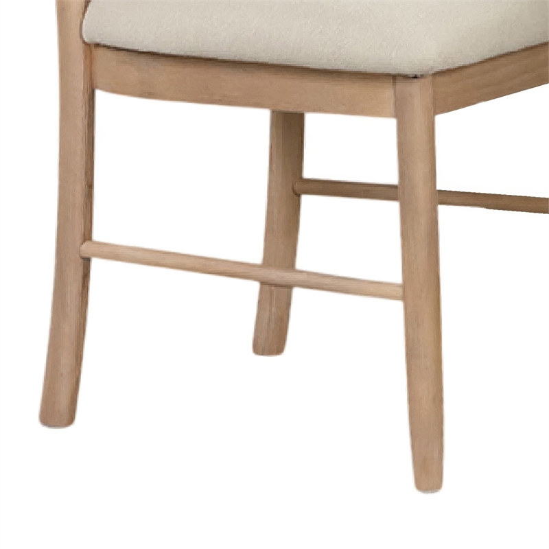 Reha Dining Side Chair Set of 2- Arch Back- Beige Cushions- Natural Brown
