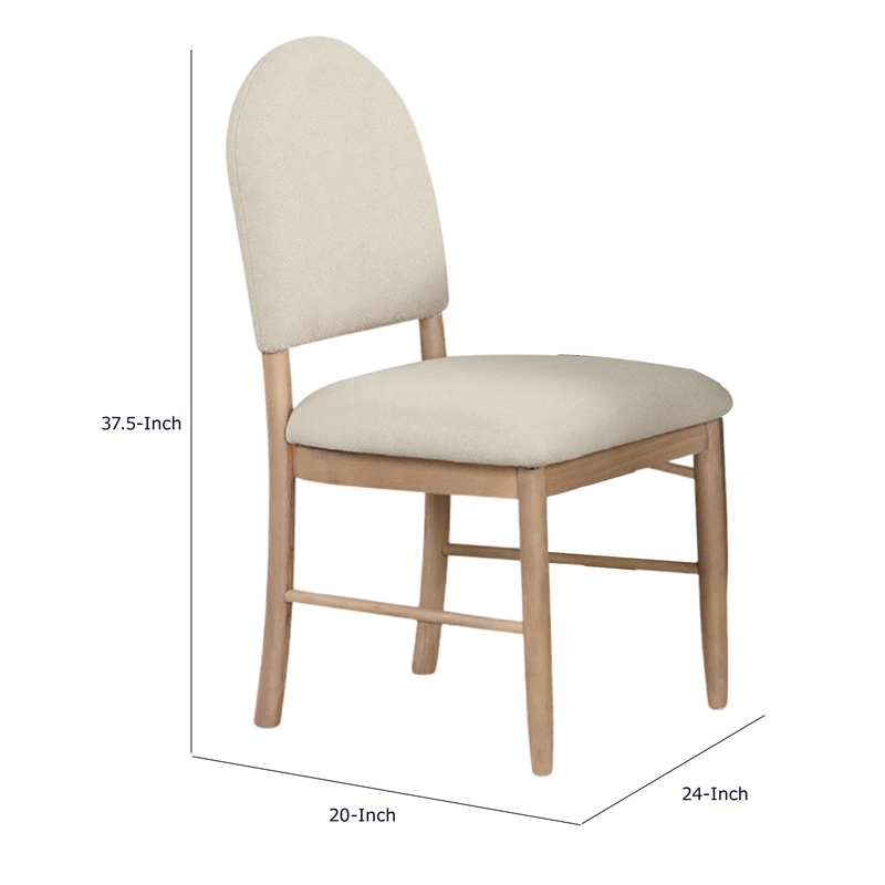 Reha Dining Side Chair Set of 2- Arch Back- Beige Cushions- Natural Brown