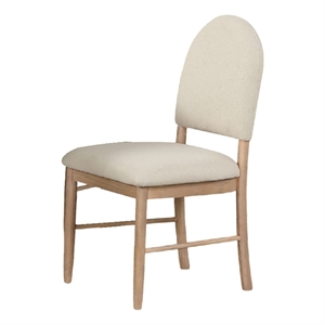 Reha Dining Side Chair Set of 2- Arch Back- Beige Cushions- Natural Brown