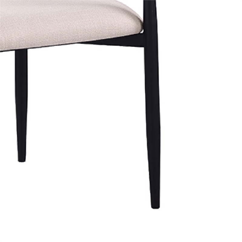 Nean Dining Side Chair Set of 2- Gold Metal Arms- White Cushions- Black