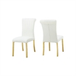 Dining Side Chair Set of 2- Channeled White Fabric- Gold Steel Base