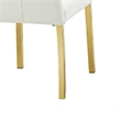 Dining Side Chair Set of 2- Channeled White Fabric- Gold Steel Base