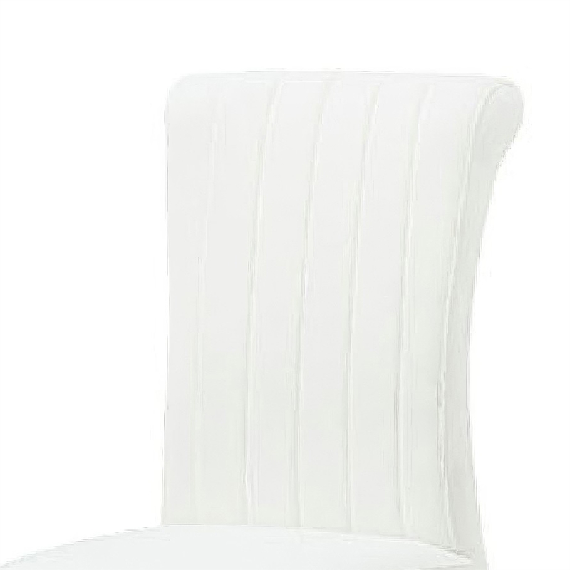 Dining Side Chair Set of 2- Channeled White Fabric- Gold Steel Base