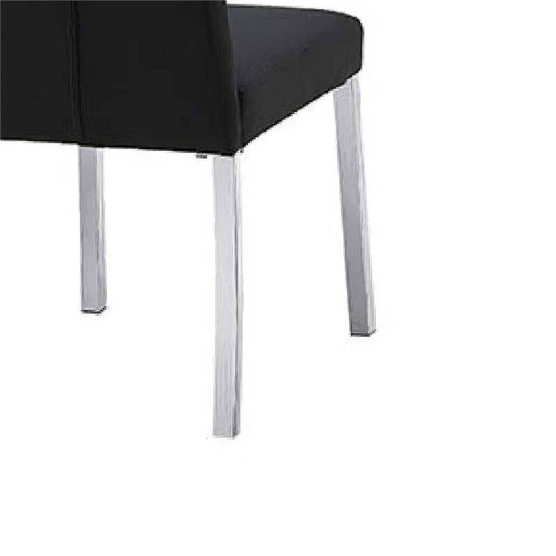 Hols Parson Dining Side Chair Set of 2- Black Fabric- Silver Steel Base