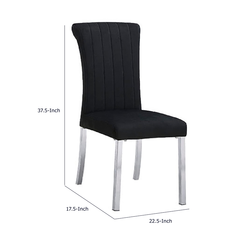 Hols Parson Dining Side Chair Set of 2- Black Fabric- Silver Steel Base