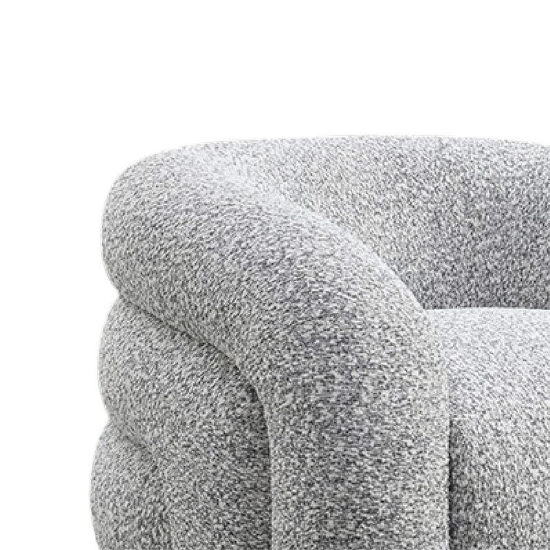 Savio Swivel Accent Chair- Sculpted Curved Design- Gray Boucle Fabric