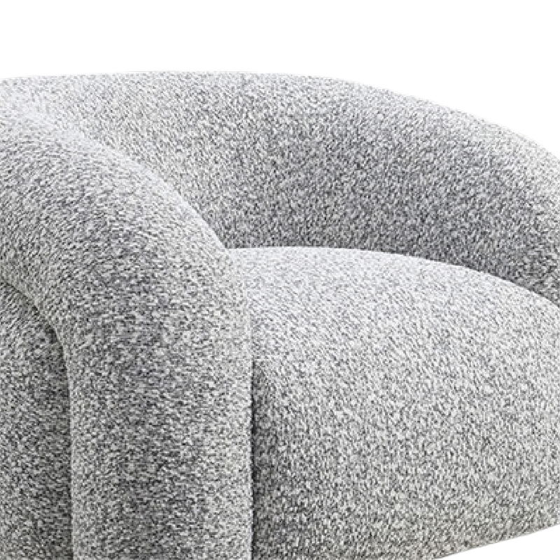 Savio Swivel Accent Chair- Sculpted Curved Design- Gray Boucle Fabric