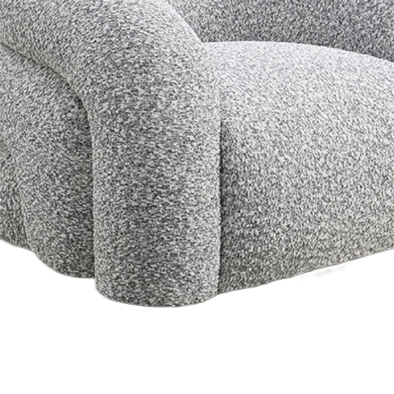Savio Swivel Accent Chair- Sculpted Curved Design- Gray Boucle Fabric