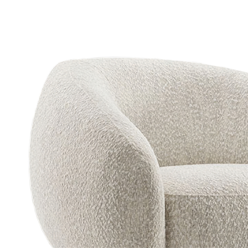 Freda Swivel Accent Chair with Sculpted Curved Profile- Beige Boucle
