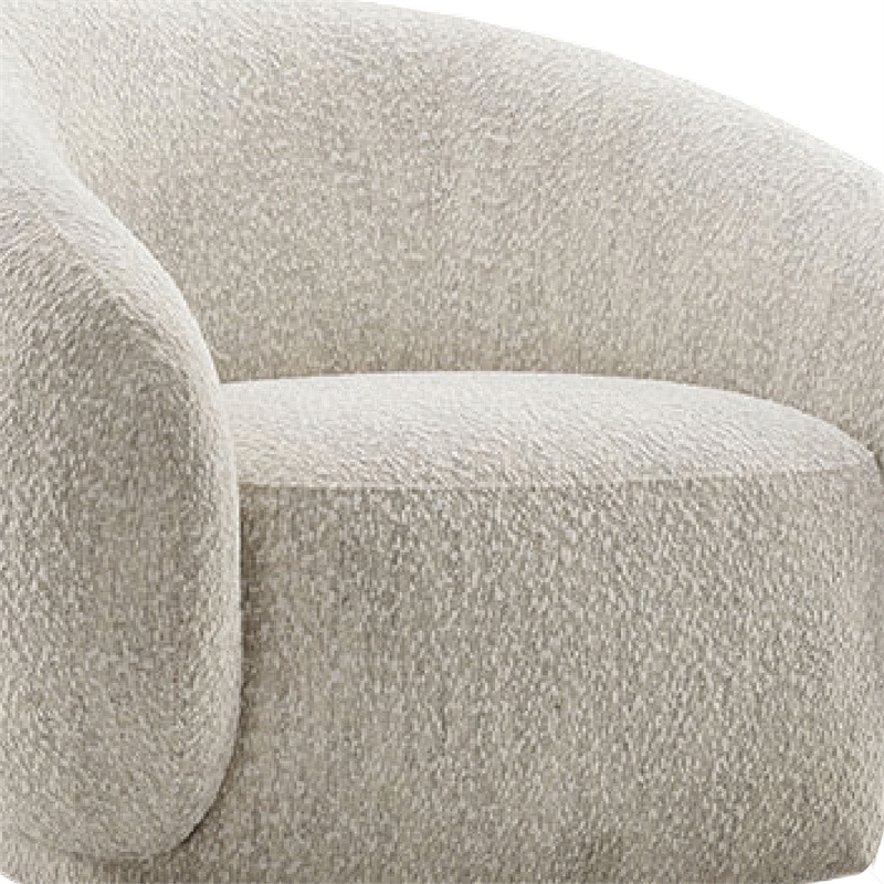 Freda Swivel Accent Chair with Sculpted Curved Profile- Beige Boucle