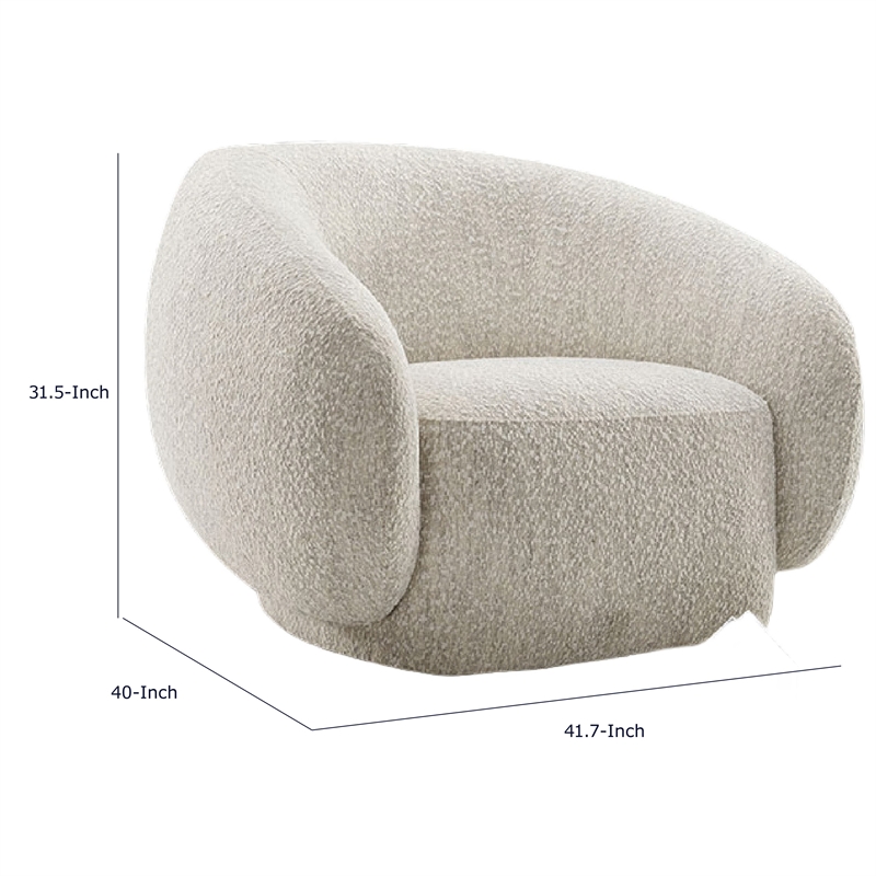 Freda Swivel Accent Chair with Sculpted Curved Profile- Beige Boucle