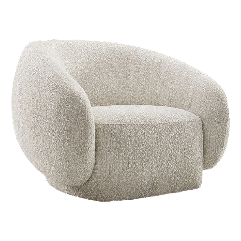 Freda Swivel Accent Chair with Sculpted Curved Profile- Beige Boucle